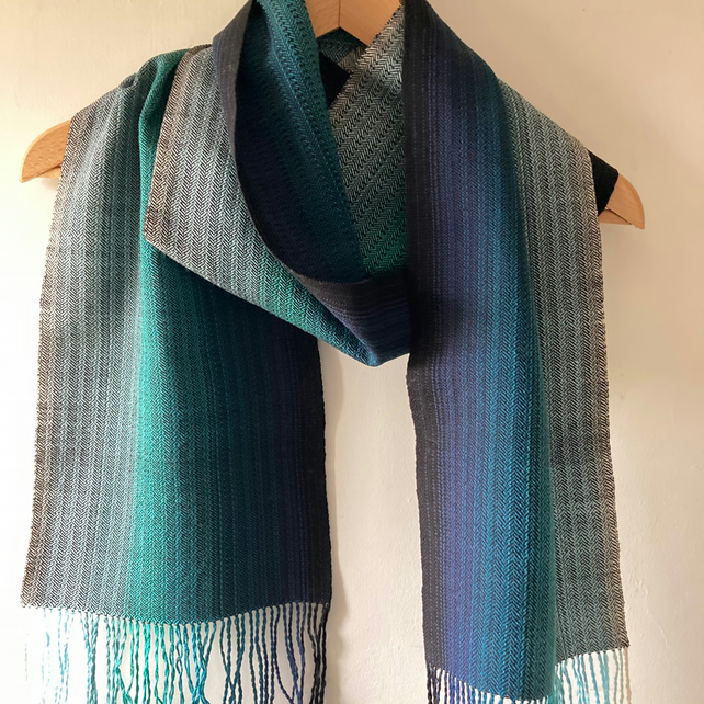 I Lost My Heart To The Deep Blue See Handwoven Cotton Scarf
