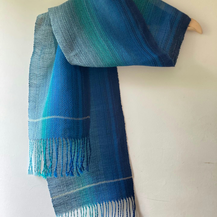 Horizon Cotton, Linen and Silk Handwoven Scarf