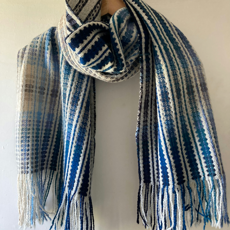 Staithes Cod and Lobster Deflected Doubleweave Handwoven Lambswool Wrap Scarf