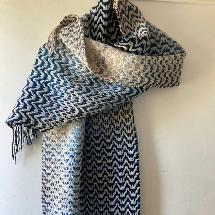 Staithes Tideline Deflected Doubleweave Handwoven Lambswool Wrap Scarf